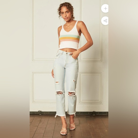 Boyish Denim - Boyish The Tommy Jeans Distressed Crop Straight Light Wash Size 28